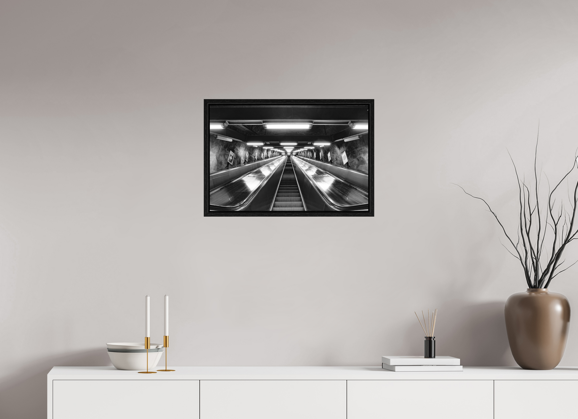 60 x 40 cm, Fine Art N&B en Caisse américaine Noire Ascension Mécanique - Tirage Fine Art