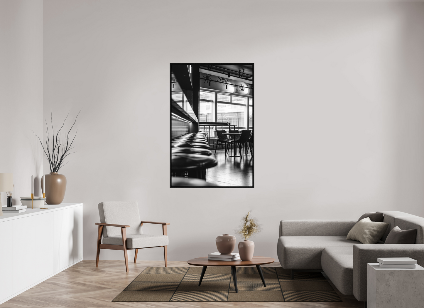 100 x 150 cm, Fine Art N&B en Caisse américaine Noire Tirage photo d’art – Silence entre les lignes