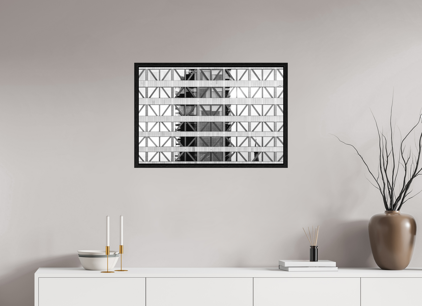 75 x 50 cm, Fine Art N&B en Caisse américaine Noire Photo d’art – Trame Urbaine