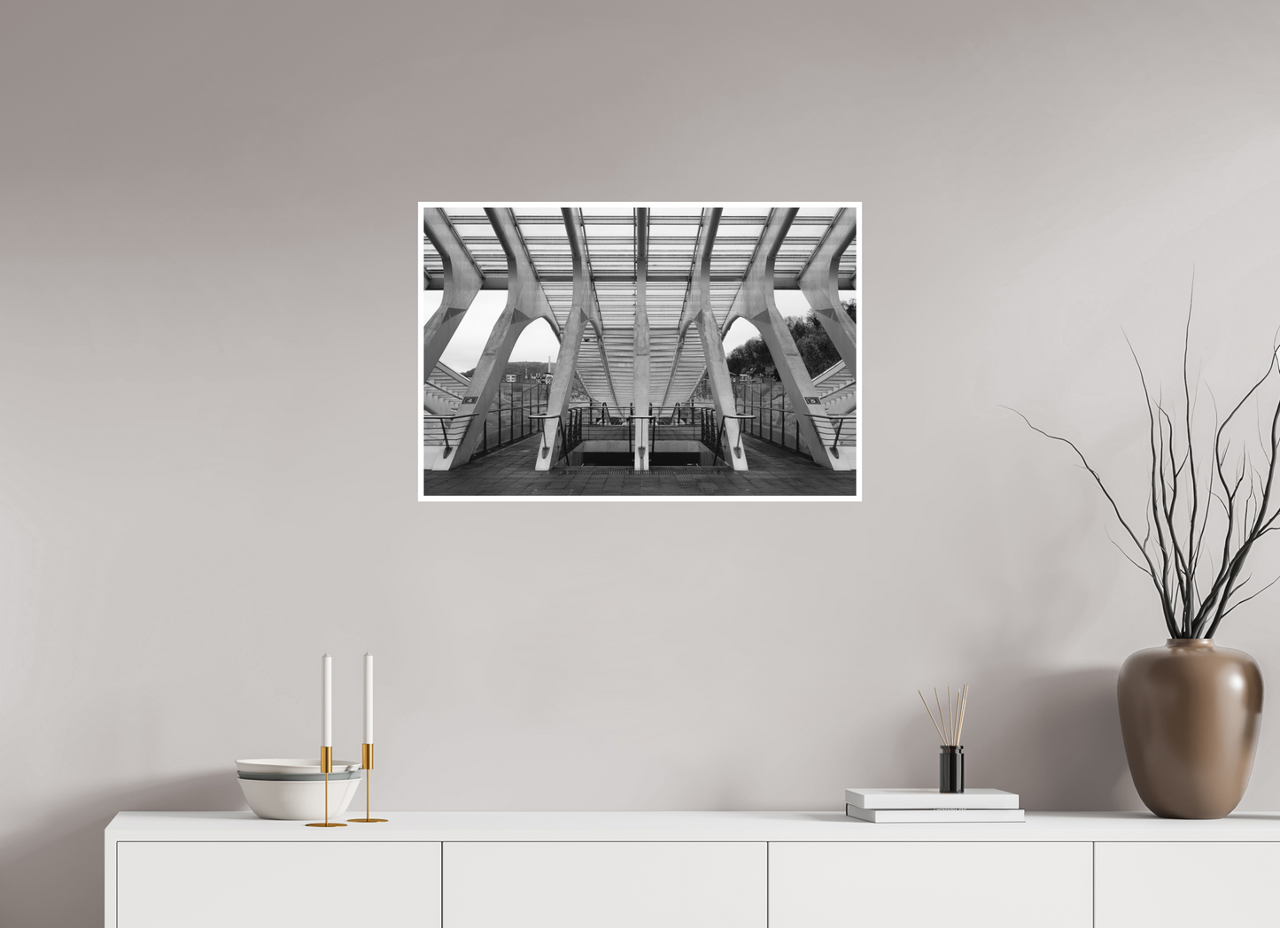 75 x 50 cm, Fine Art N&B seul Tirage d'art - Passage Symétrique