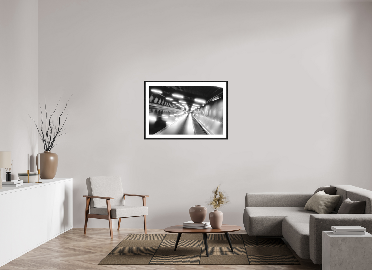105 x 70 cm, Fine Art N&B Cadre noir Acceleration - Tirage Fine Art en édition limitée