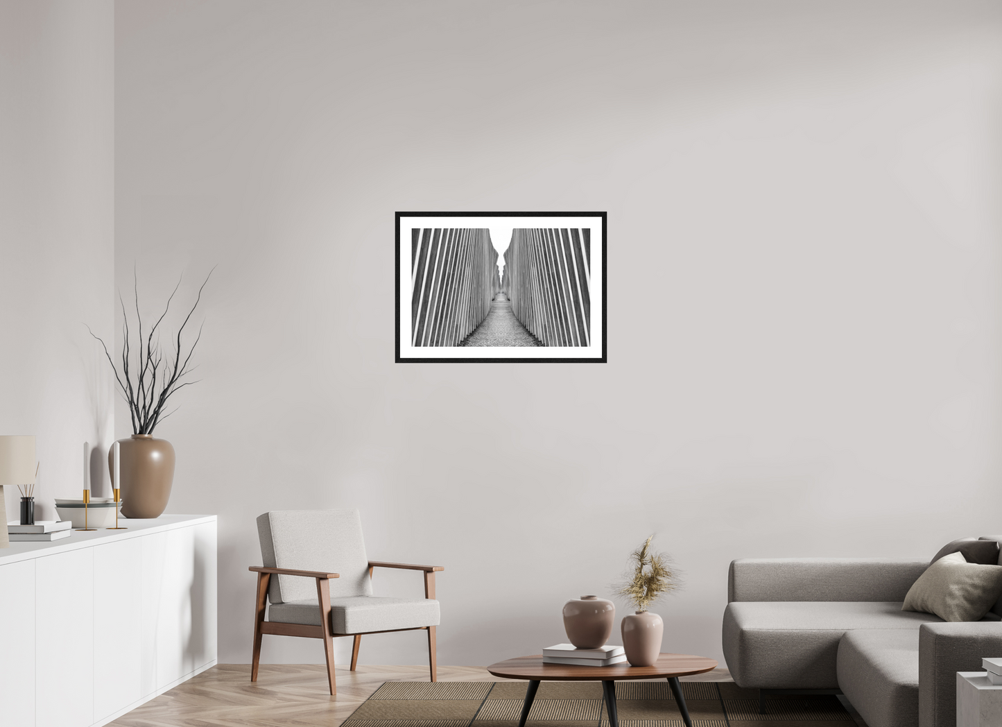 75 x 50 cm, Fine Art N&B Cadre noir Tirage d'art - Ligne de Fuite