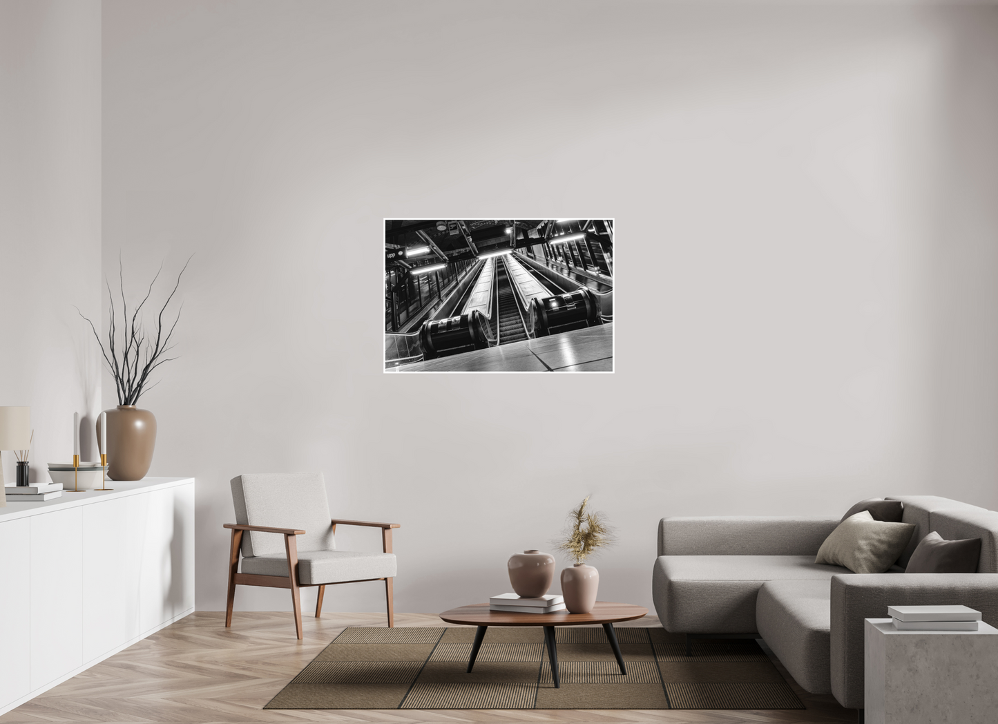 120 x 80 cm, Fine Art N&B seul Ascension Chromée — Tirage Fine Art Noir et Blanc Urbain