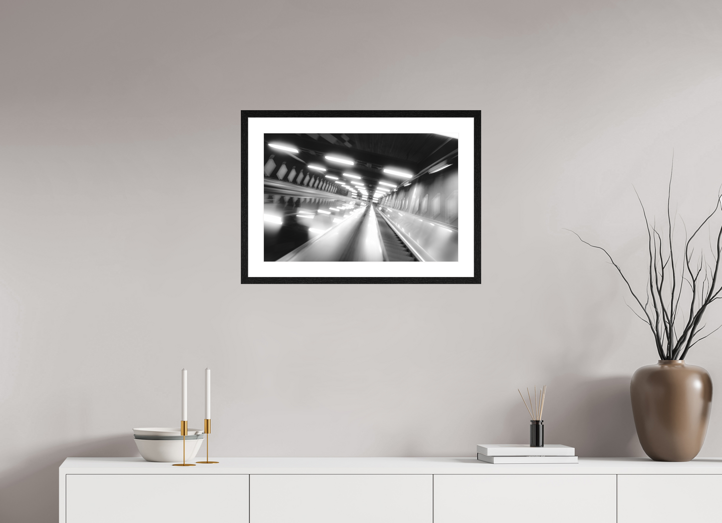 60 x 40 cm, Fine Art N&B Cadre noir Acceleration - Tirage Fine Art en édition limitée