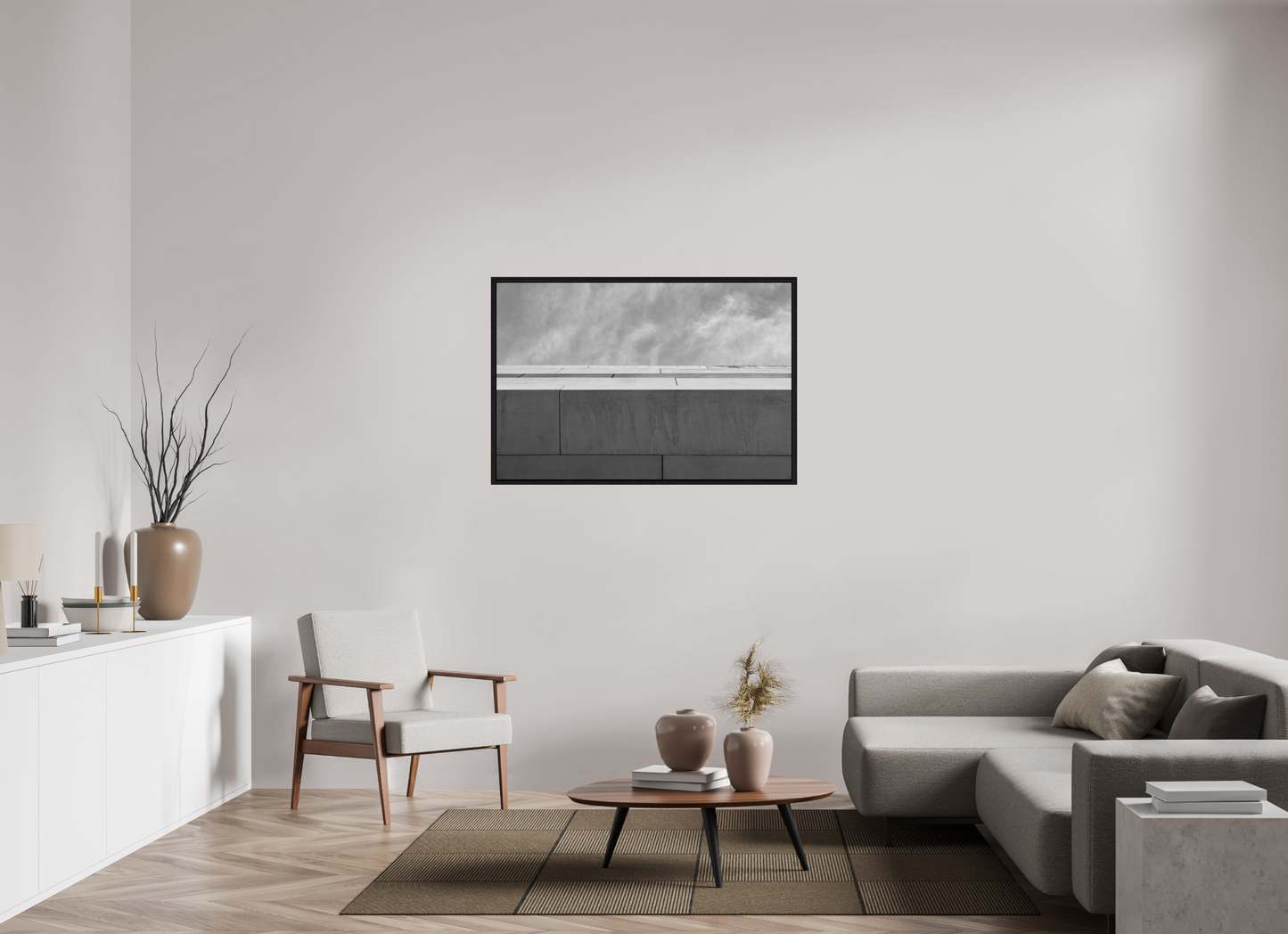120 x 80 cm, Fine Art N&B en Caisse américaine Noire Tirage Fine Art édition limité - Ligne d’Horizon