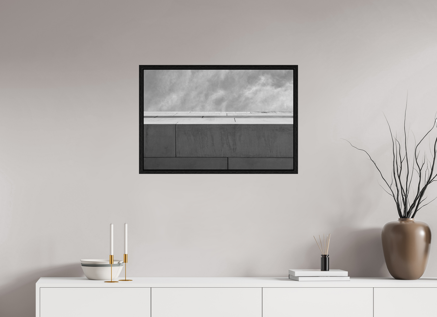 75 x 50 cm, Fine Art N&B en Caisse américaine Noire Tirage Fine Art édition limité - Ligne d’Horizon