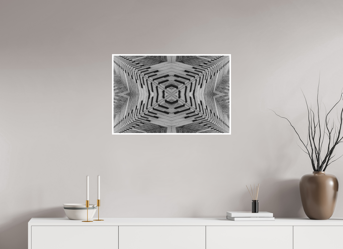 75 x 50 cm, Fine Art N&B seul Symétrie Brutale – Tirage Fine Art noir et blanc