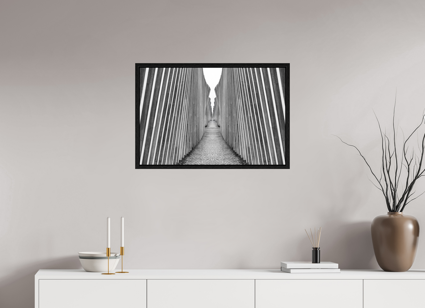 75 x 50 cm, Fine Art N&B en Caisse américaine Noire Tirage d'art - Ligne de Fuite