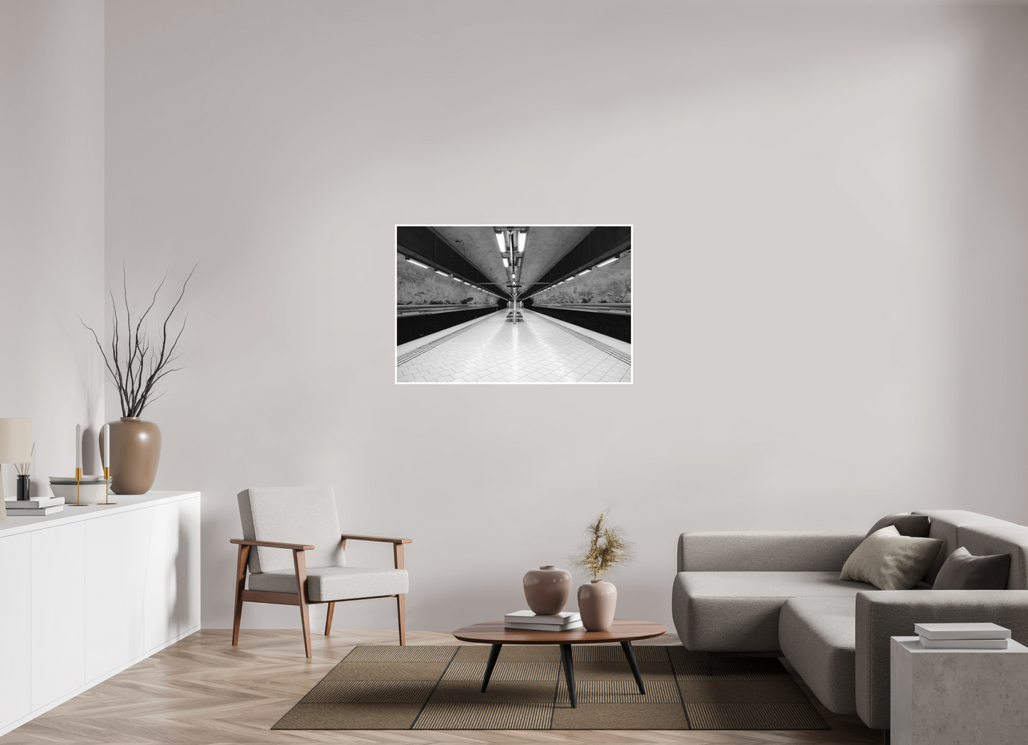 120 x 80 cm, Fine Art N&B seul Photo d’art – Station Silencieuse