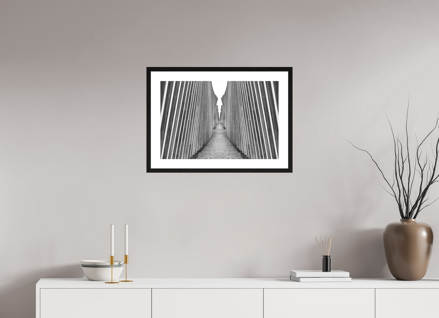 60 x 40 cm, Fine Art N&B Cadre noir Tirage d'art - Ligne de Fuite