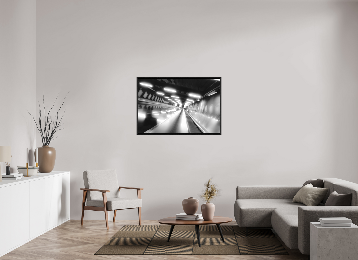 120 x 80 cm, Fine Art N&B en Caisse américaine Noire Acceleration - Tirage Fine Art en édition limitée