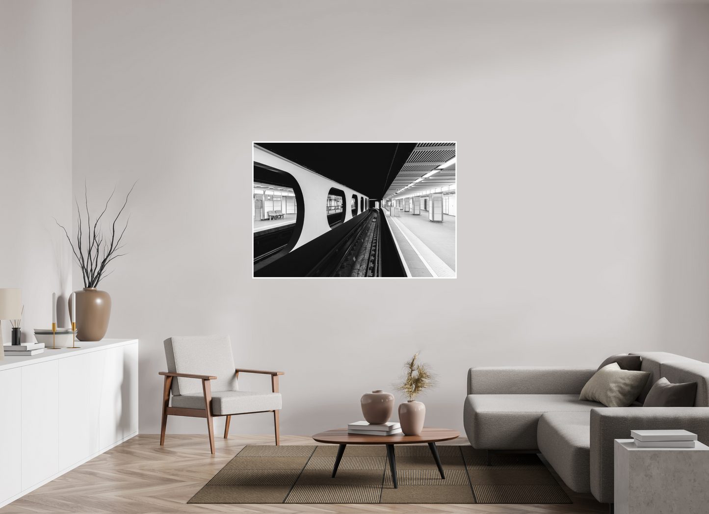 150 x 100 cm, Fine Art N&B seul metro-minimaliste-noir-blanc-edition-limitee