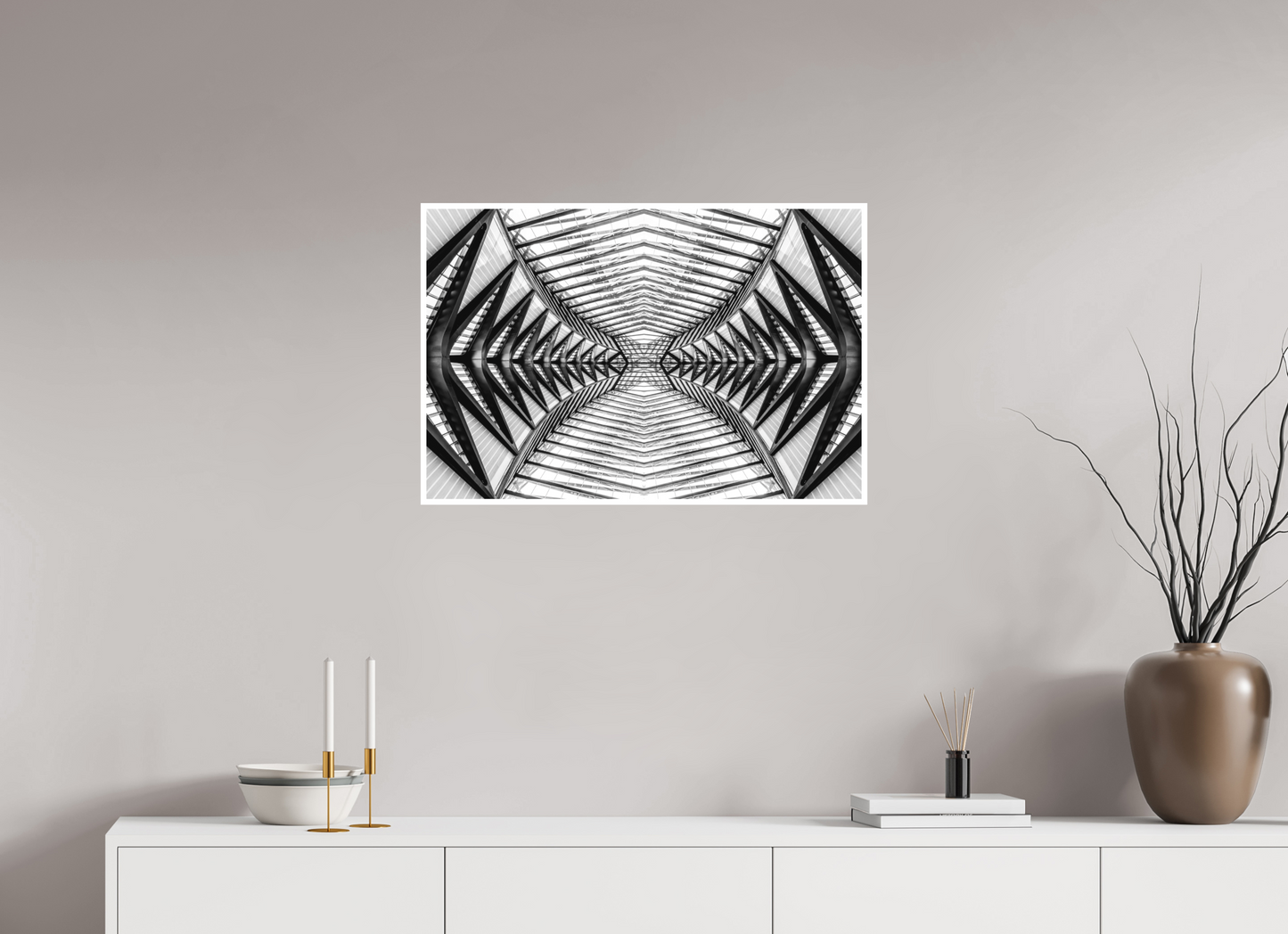 75 x 50 cm, Fine Art N&B seul Symétrie Métallique