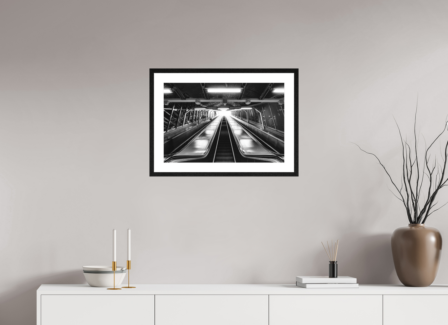 60 x 40 cm, Fine Art N&B Cadre noir Tirage Fine Art Noir et Blanc – Ascension Lumineuse