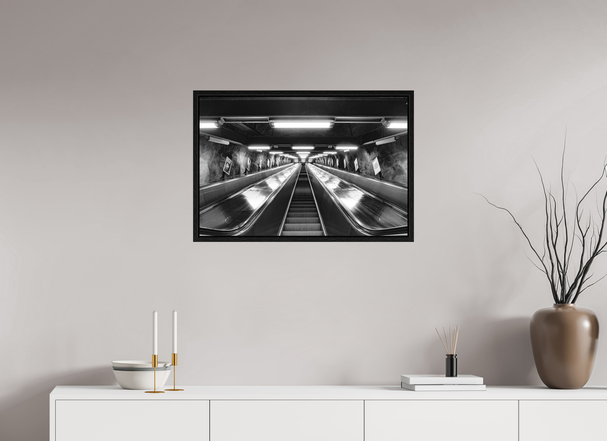 75 x 50 cm, Fine Art N&B en Caisse américaine Noire Ascension Mécanique - Tirage Fine Art