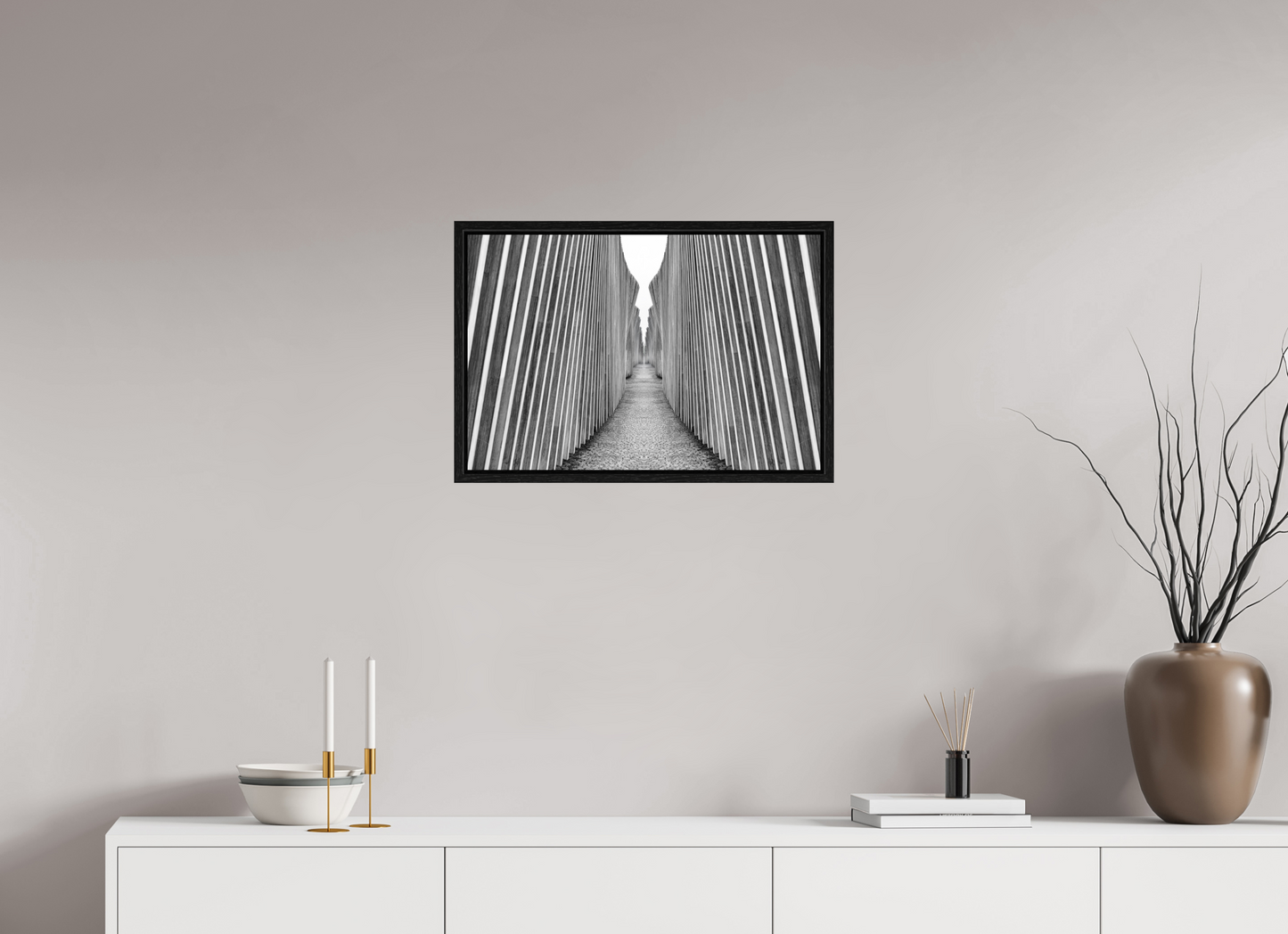 60 x 40 cm, Fine Art N&B en Caisse américaine Noire Tirage d'art - Ligne de Fuite