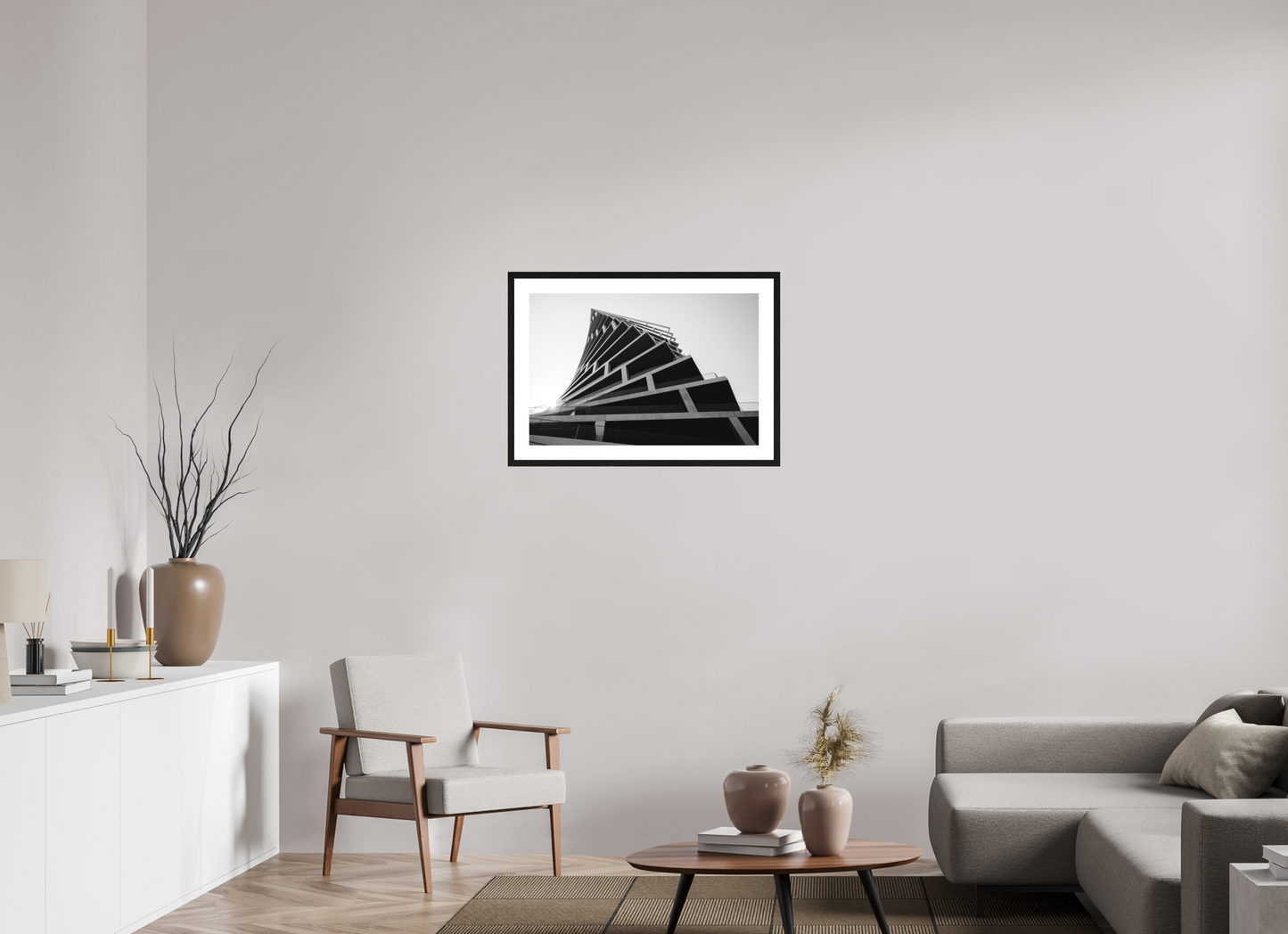 75 x 50 cm, Fine Art N&B Cadre noir Tirage Fine Art - Élévation Graphique