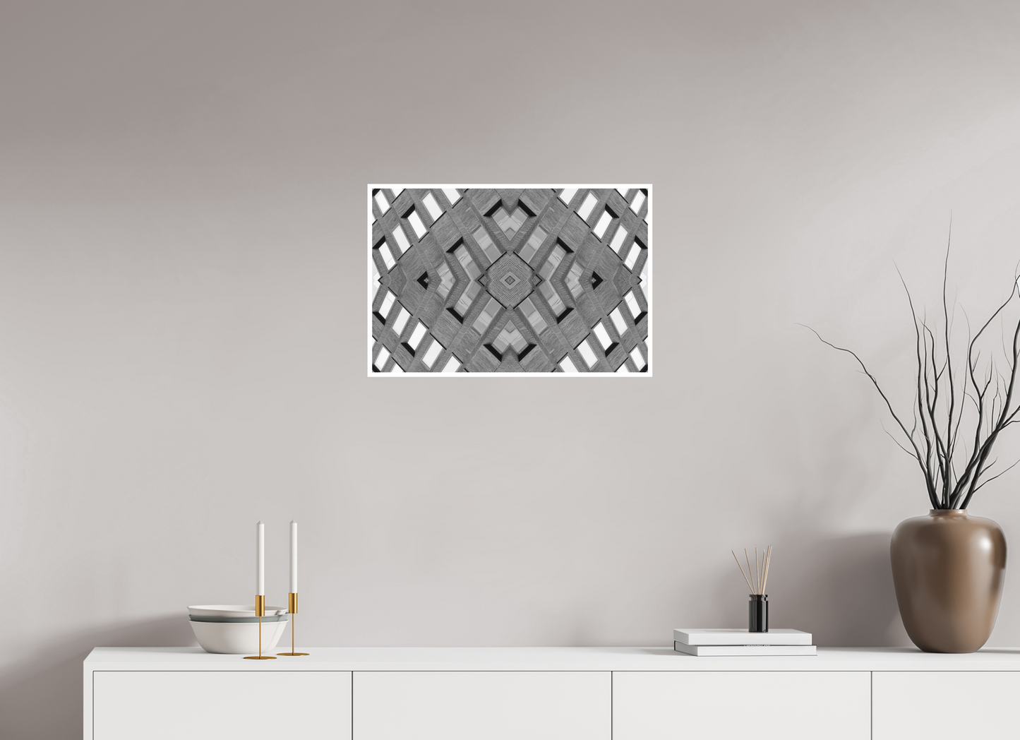 60 x 40 cm, Fine Art N&B seul Symétrie Minérale – Tirage Fine Art Architecture Noir et Blanc