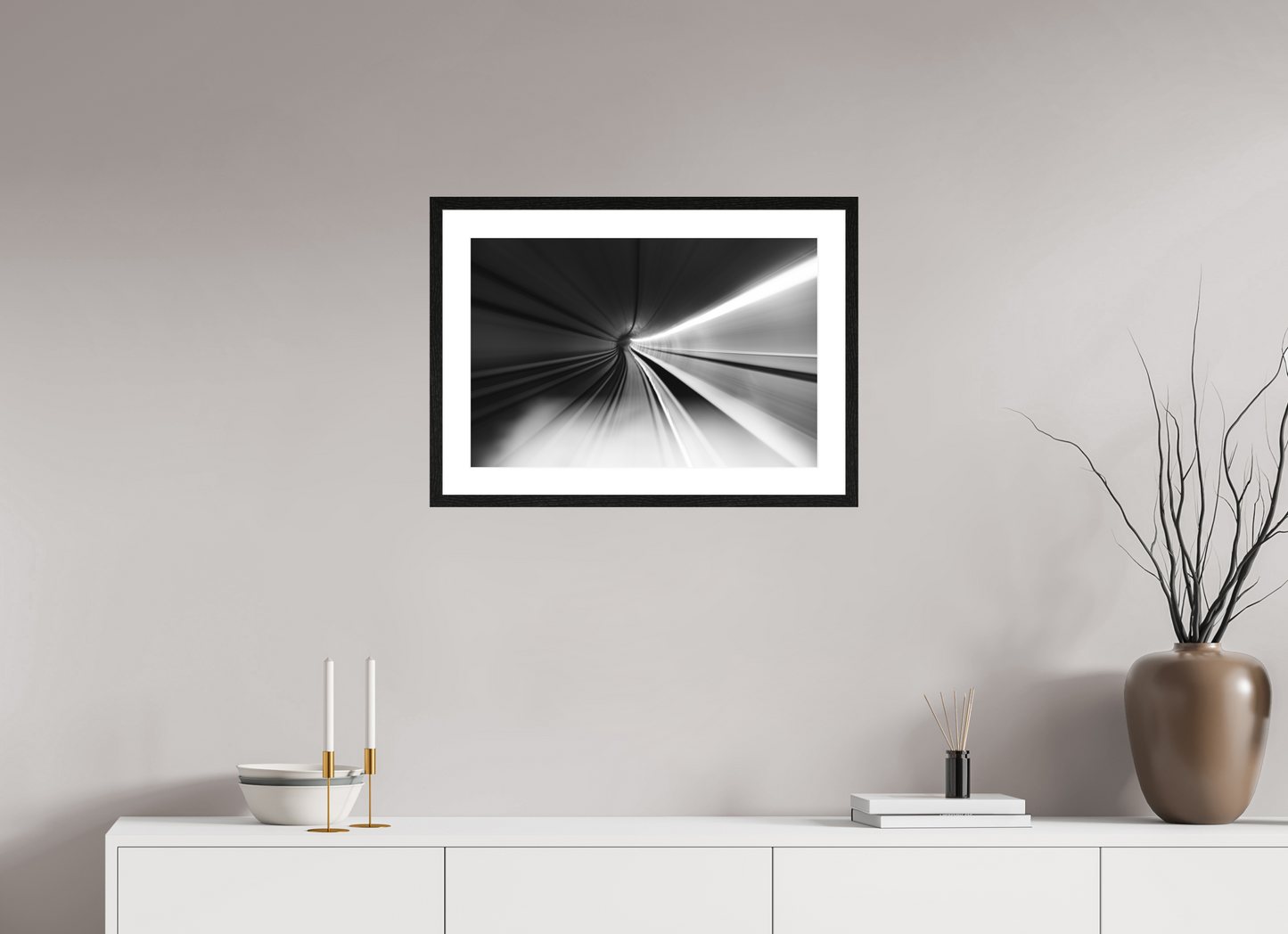 60 x 40 cm, Fine Art N&B Cadre noir Tirage photo fine art - Vers l’Infini
