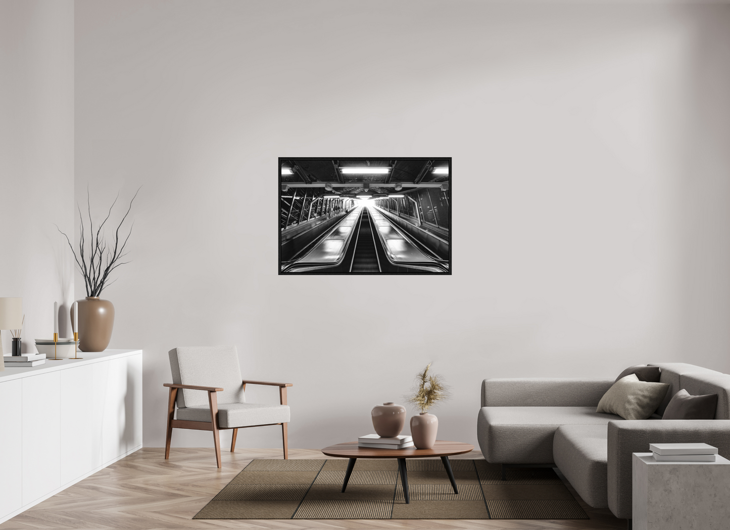 120 x 80 cm, Fine Art N&B en Caisse américaine Noire Tirage Fine Art Noir et Blanc – Ascension Lumineuse