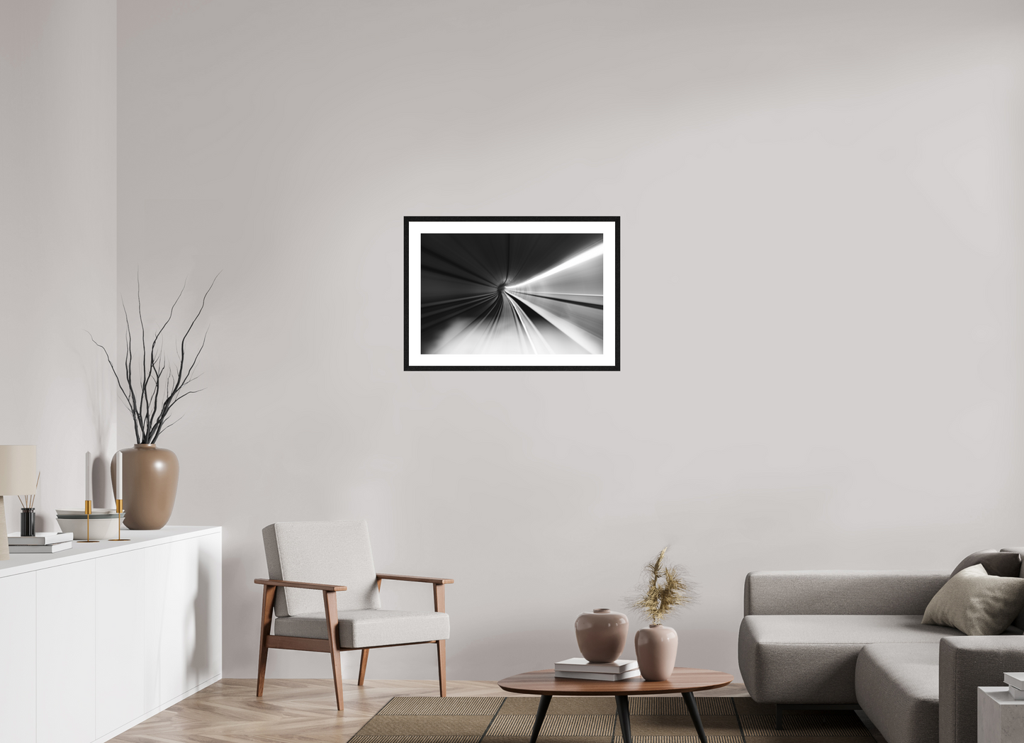 75 x 50 cm, Fine Art N&B Cadre noir Tirage photo fine art - Vers l’Infini