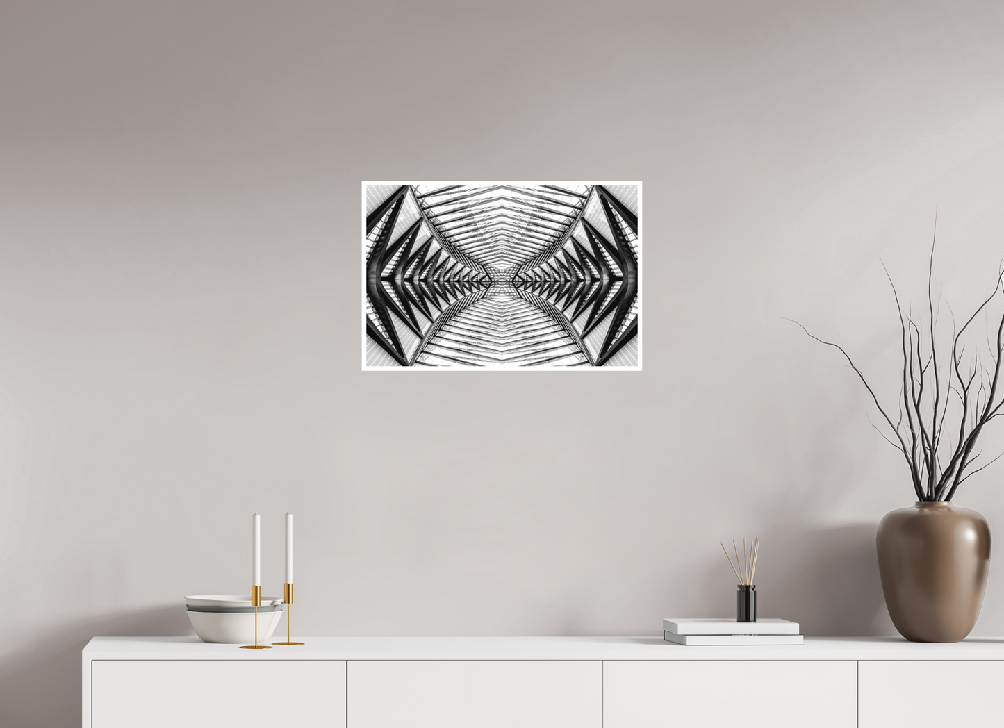 60 x 40 cm, Fine Art N&B seul Symétrie Métallique