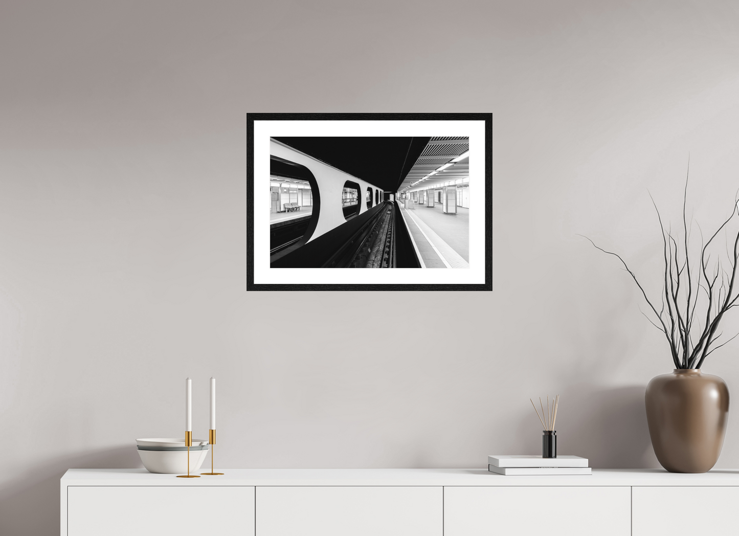 60 x 40 cm, Fine Art N&B Cadre noir metro-minimaliste-noir-blanc-edition-limitee