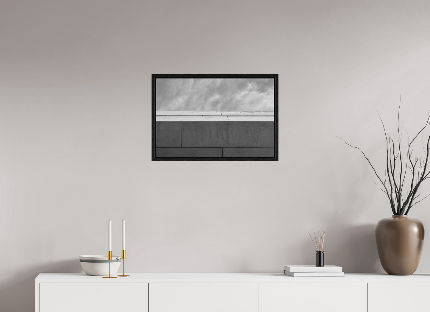 60 x 40 cm, Fine Art N&B en Caisse américaine Noire Tirage Fine Art édition limité - Ligne d’Horizon