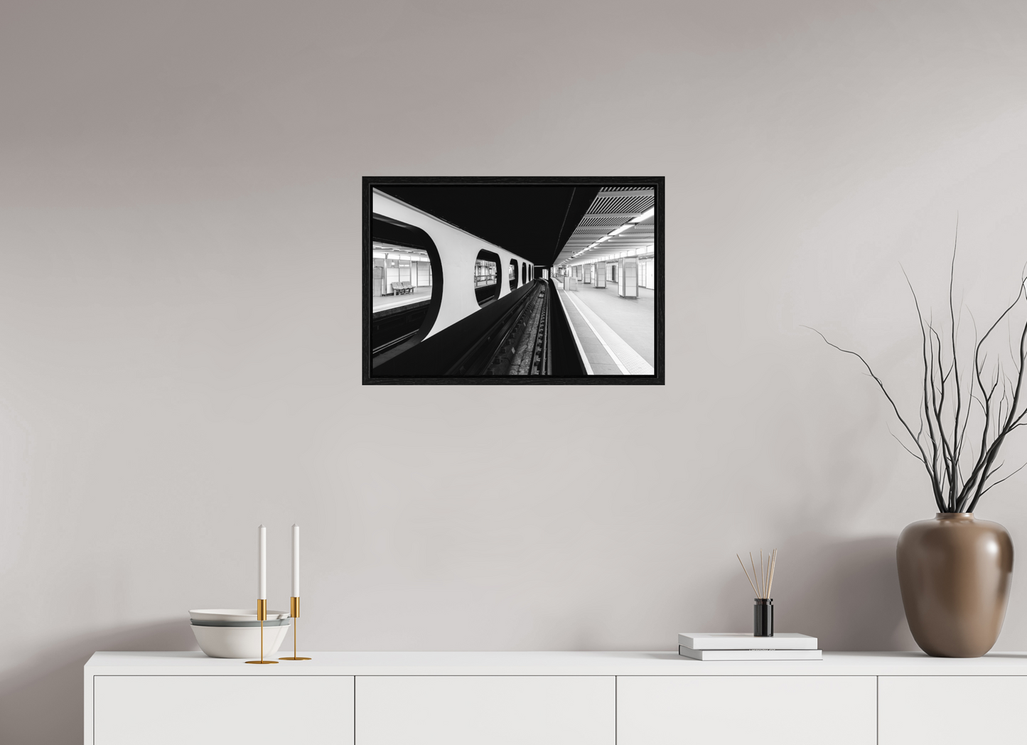 60 x 40 cm, Fine Art N&B en Caisse américaine Noire metro-minimaliste-noir-blanc-edition-limitee