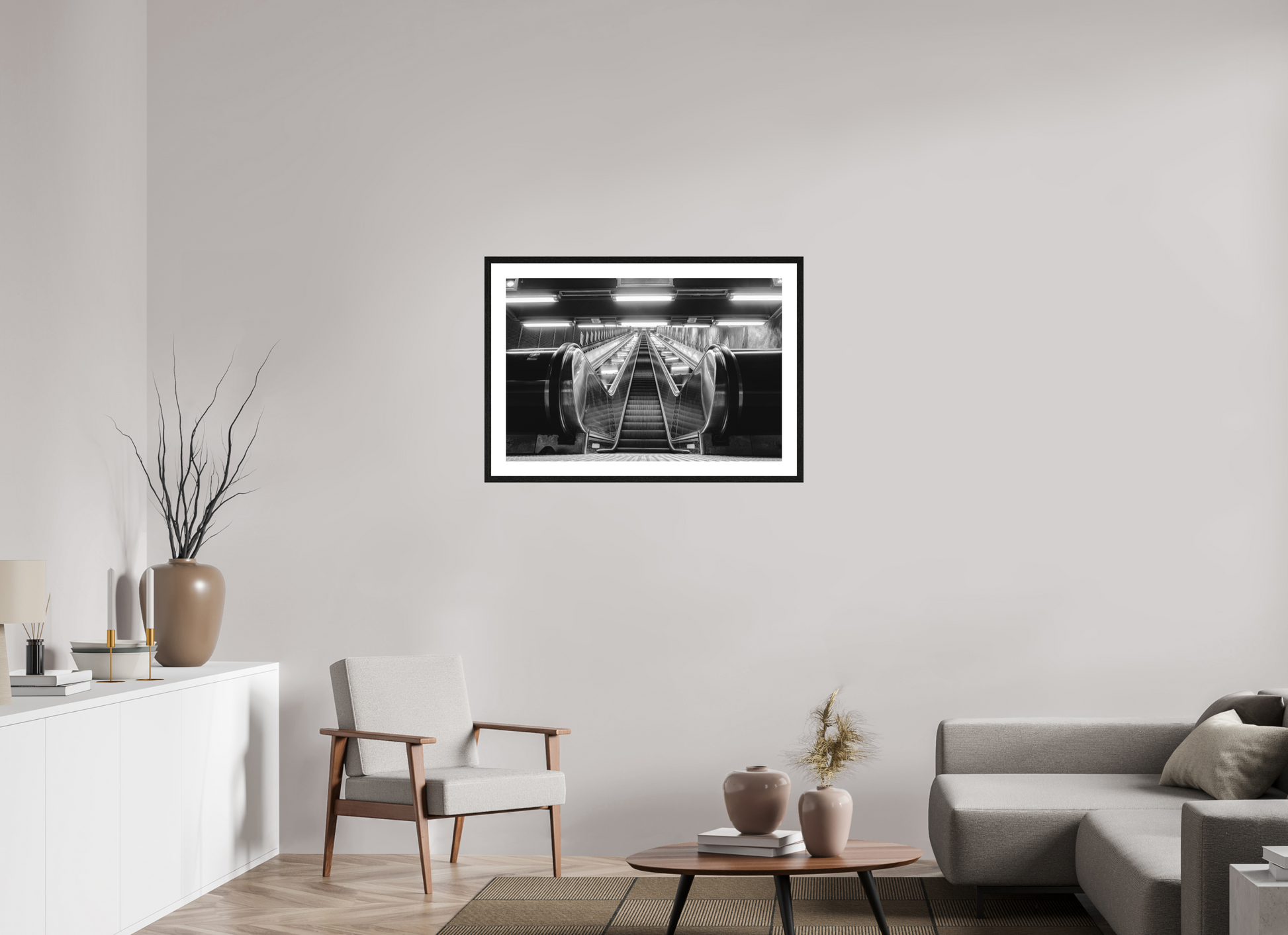 90 x 60 cm, Fine Art N&B Cadre noir Ascension Silencieuse – Tirage photo fine art noir et blanc