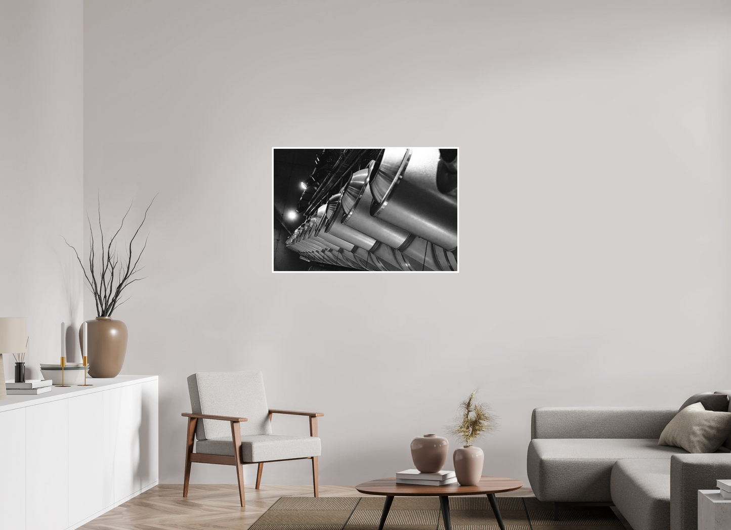105 x 70 cm, Fine Art N&B seul Tirage Fine Art – Échos Métalliques