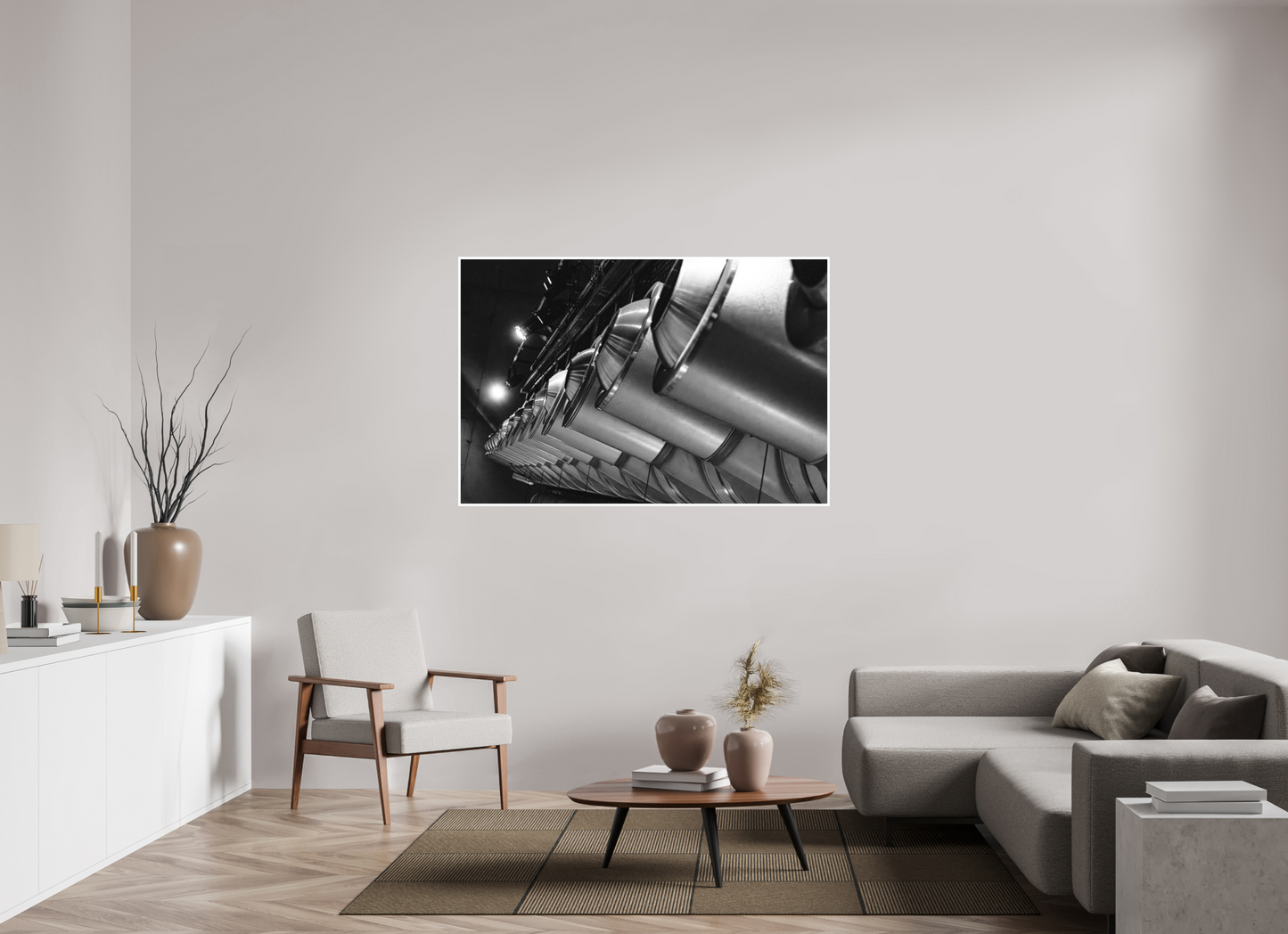 150 x 100 cm, Fine Art N&B seul Tirage Fine Art – Échos Métalliques
