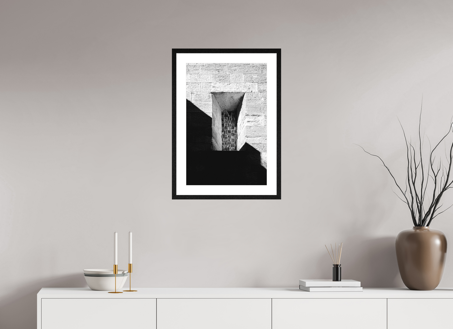 40 x 60 cm, Fine Art N&B Cadre noir Tirage Fine Art édition limitée - Fenêtre d’Ombre