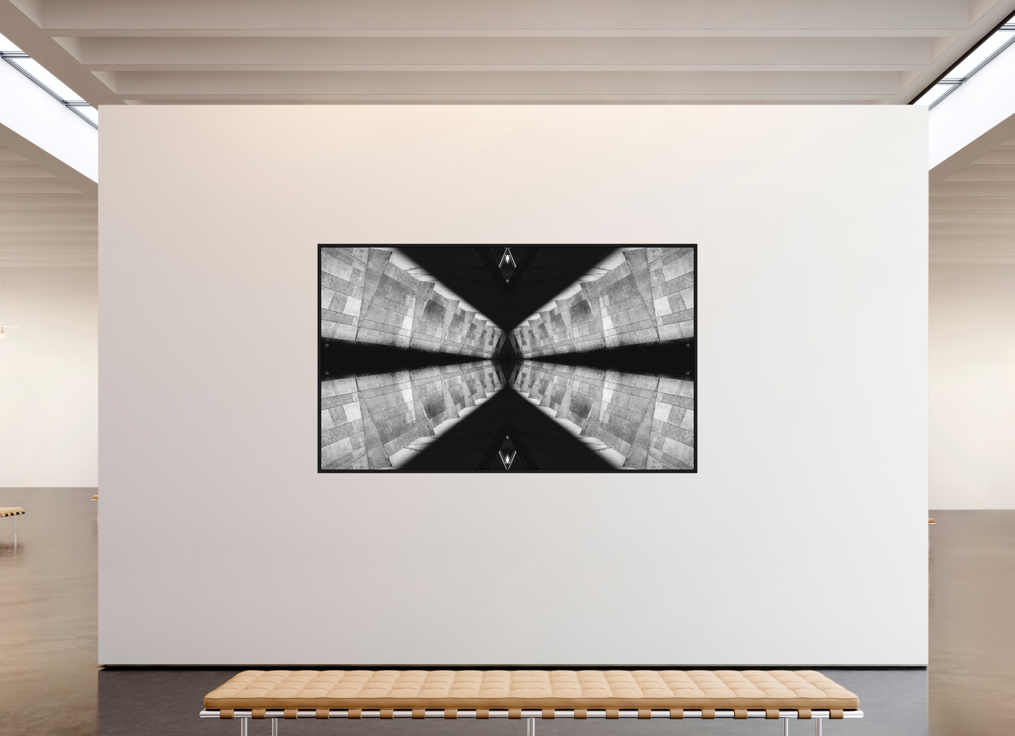 234,8 x 140 cm, Tirage grand format dans caisse américaine vortex parallele architecture abstraite noir blanc