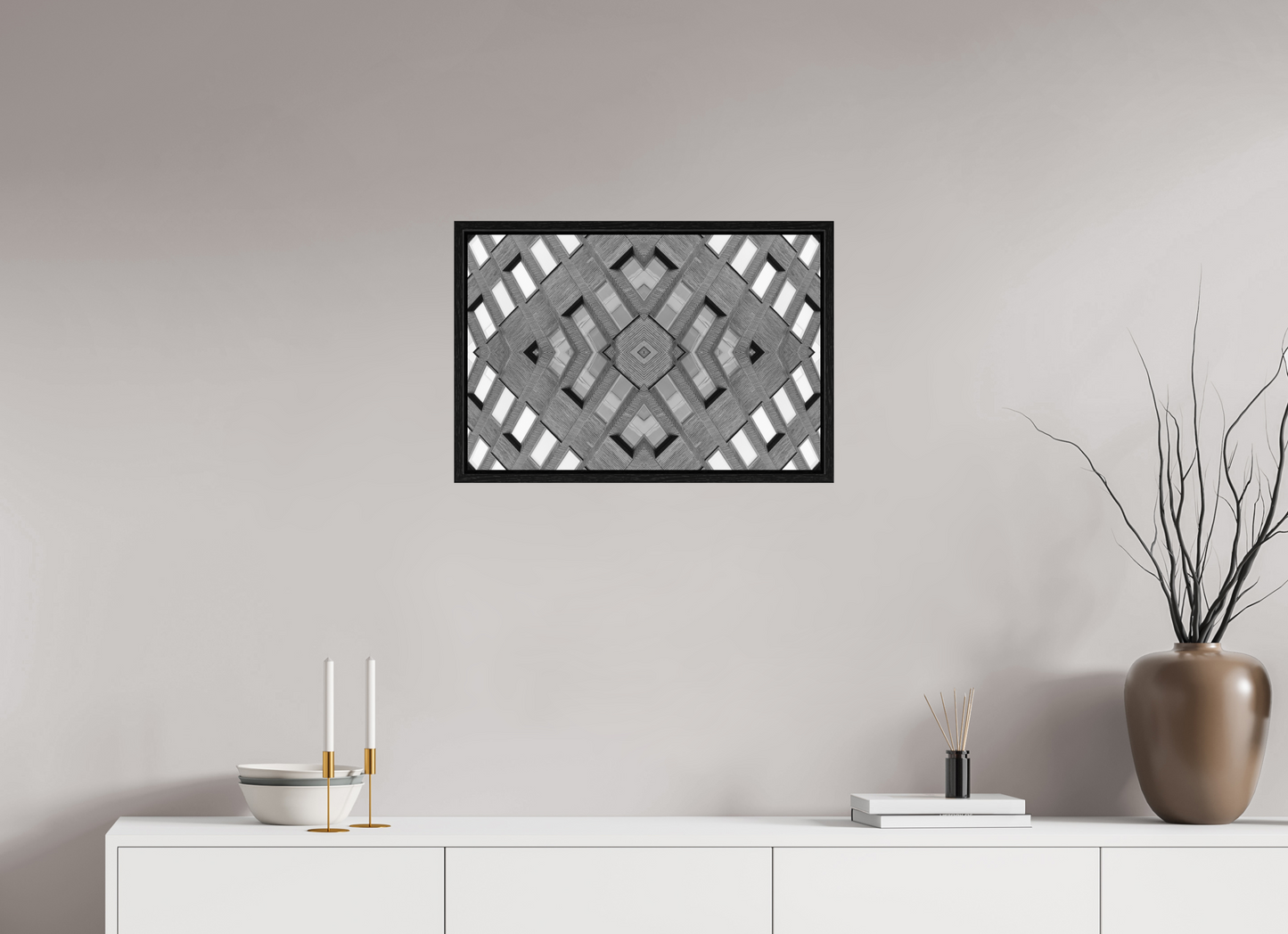 60 x 40 cm, Fine Art N&B en Caisse américaine Noire Symétrie Minérale – Tirage Fine Art Architecture Noir et Blanc