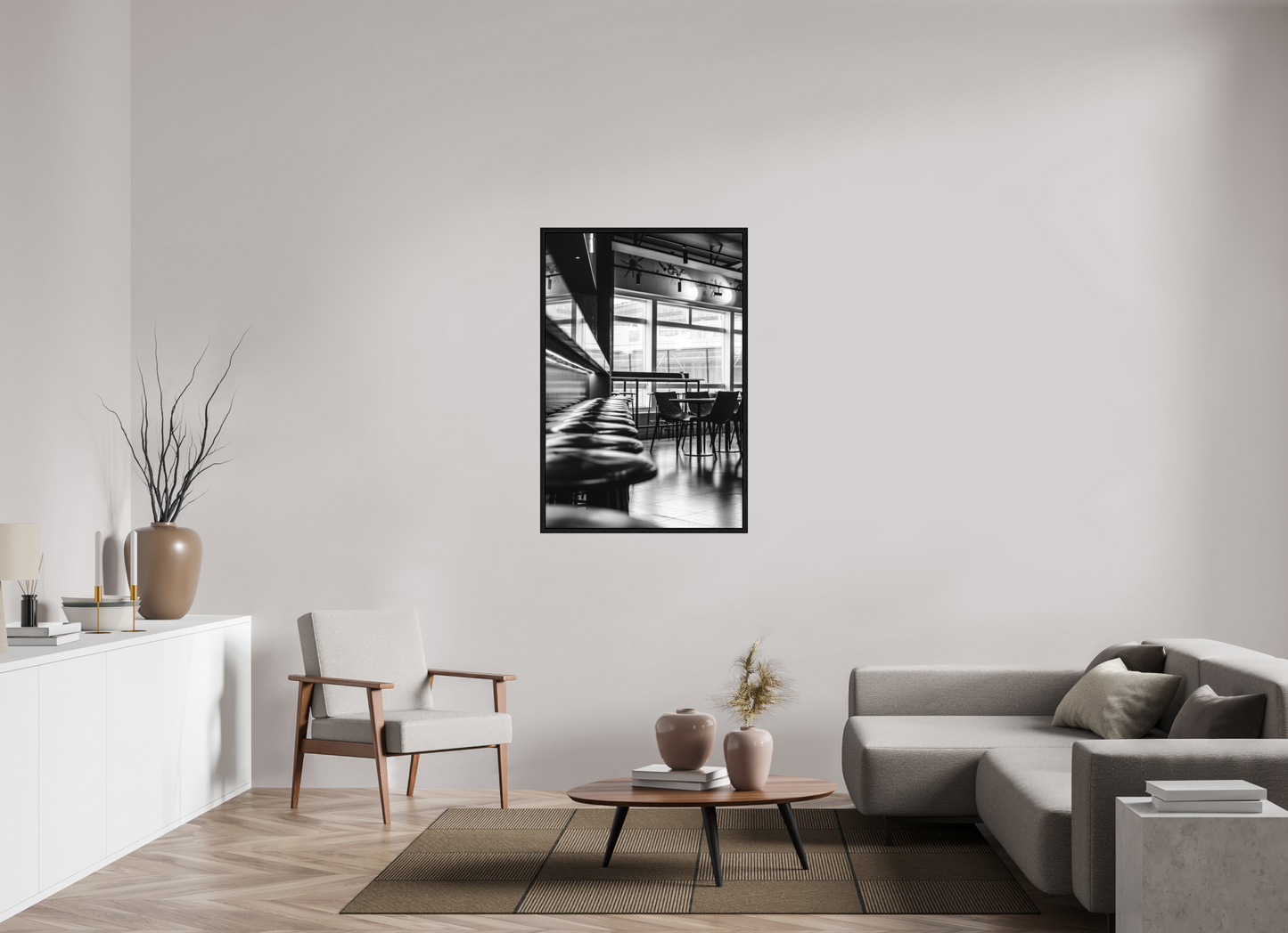 80 x 120 cm, Fine Art N&B en Caisse américaine Noire Tirage photo d’art – Silence entre les lignes