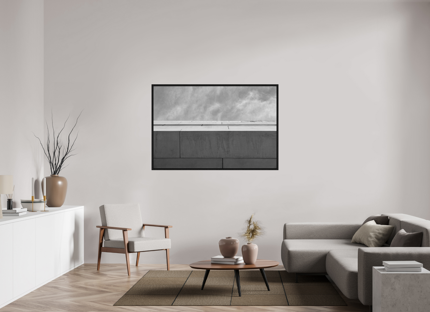 150 x 100 cm, Fine Art N&B en Caisse américaine Noire Tirage Fine Art édition limité - Ligne d’Horizon
