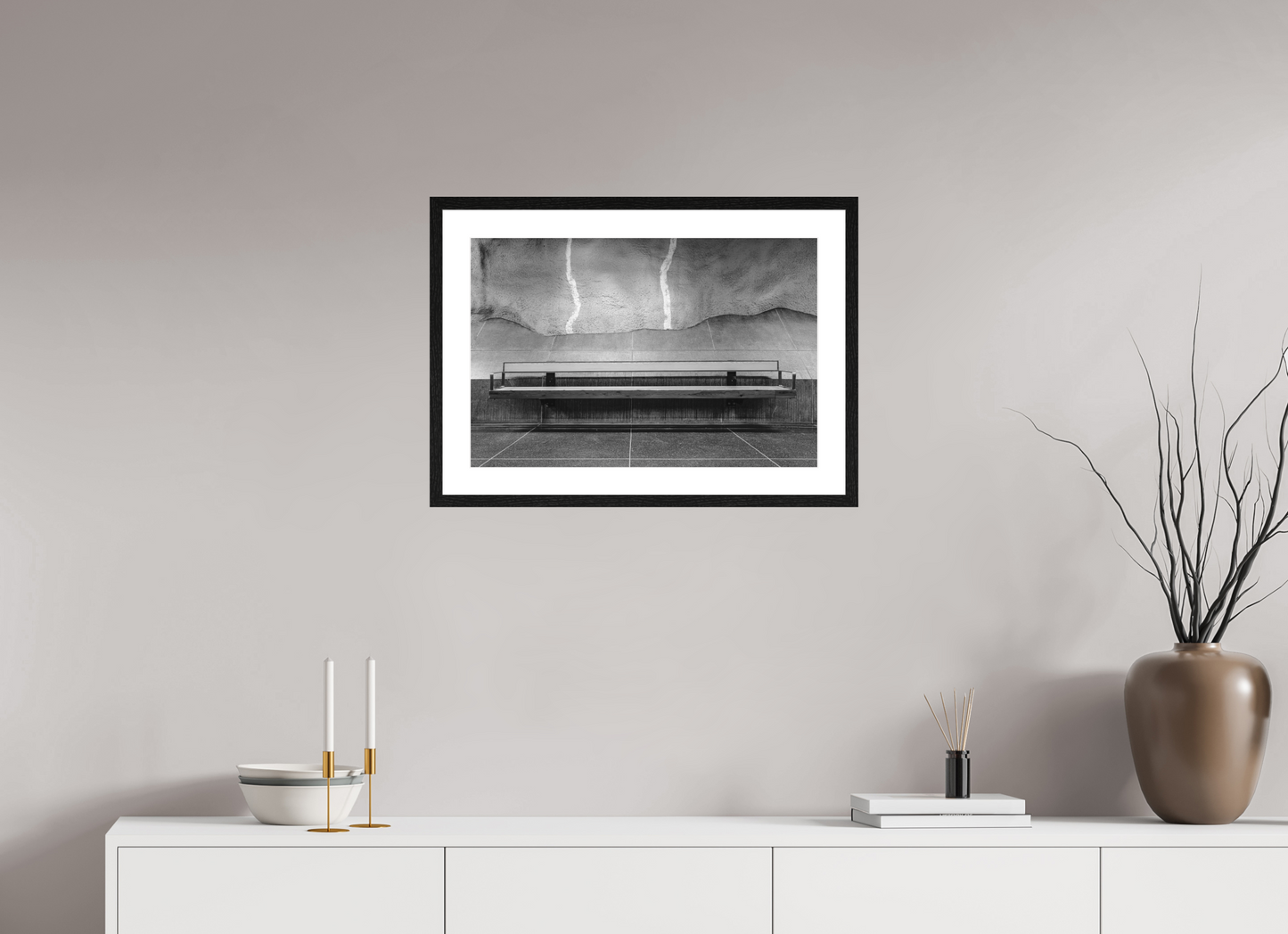 60 x 40 cm, Fine Art N&B Cadre noir Tirage photo d’art – Le Temps Suspendu