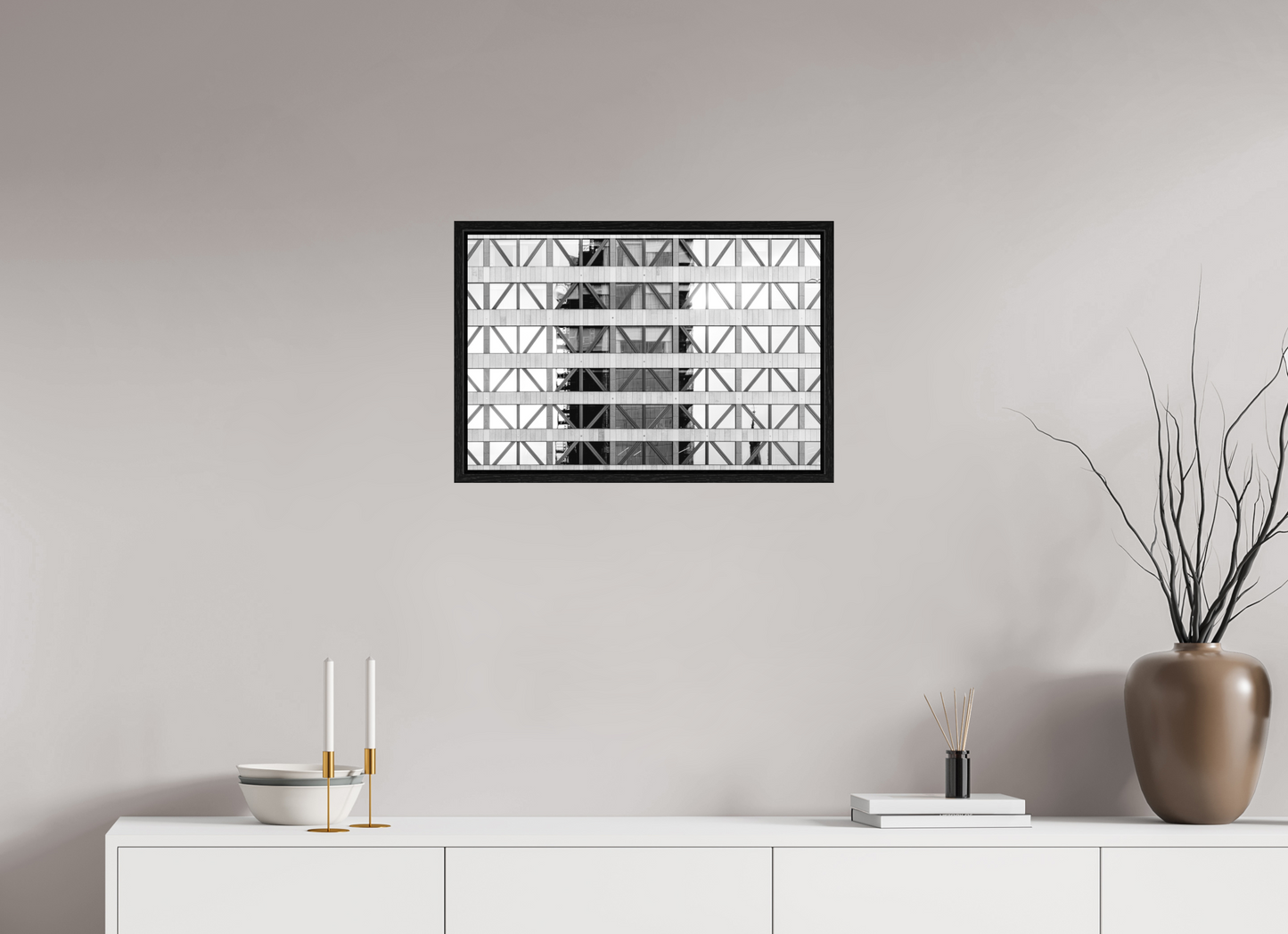 60 x 40 cm, Fine Art N&B en Caisse américaine Noire Photo d’art – Trame Urbaine