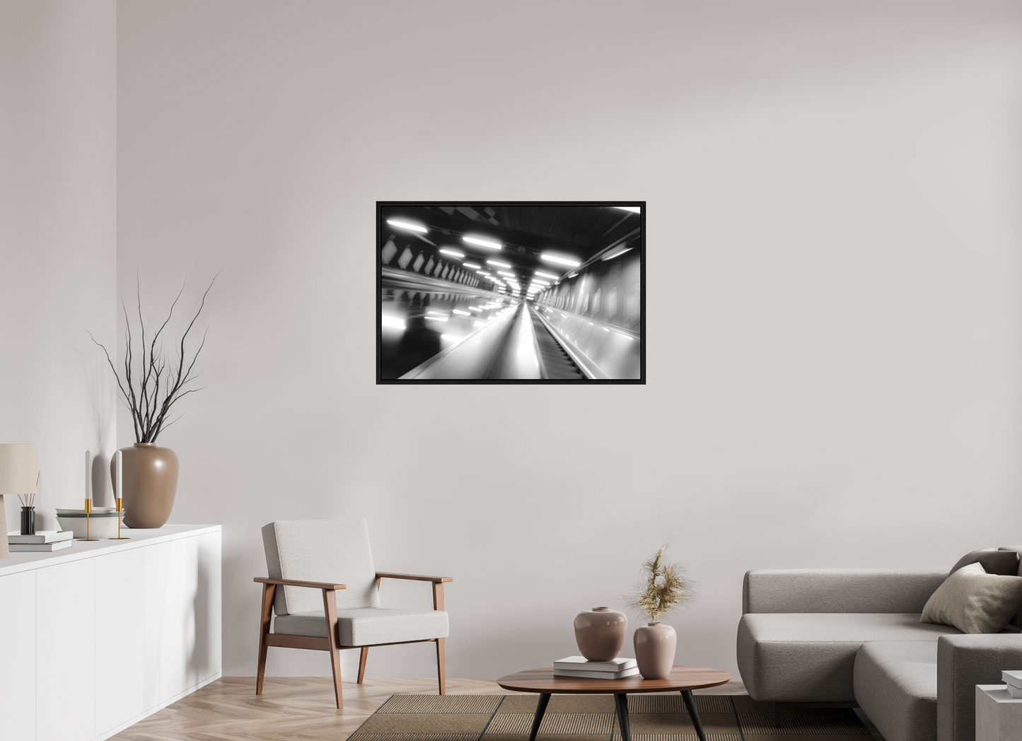 105 x 70 cm, Fine Art N&B en Caisse américaine Noire Acceleration - Tirage Fine Art en édition limitée