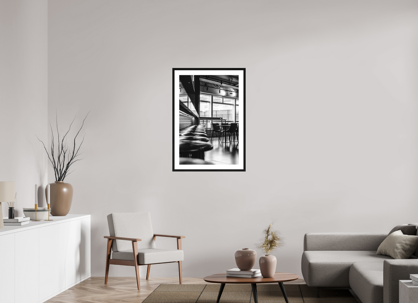 60 x 90 cm, Fine Art N&B Cadre noir Tirage photo d’art – Silence entre les lignes