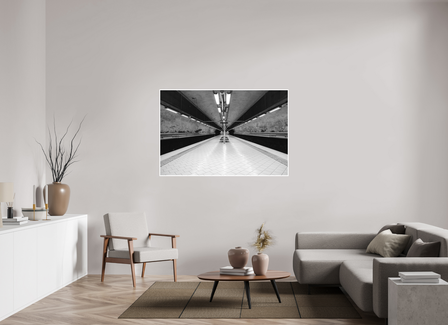 150 x 100 cm, Fine Art N&B seul Photo d’art – Station Silencieuse