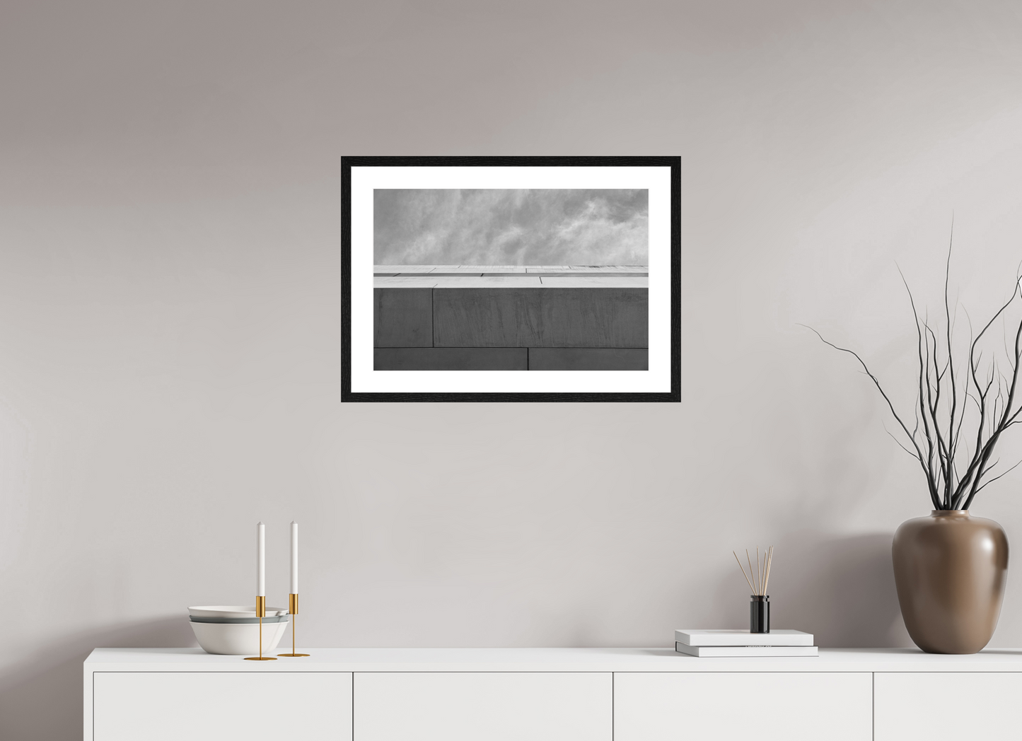60 x 40 cm, Fine Art N&B Cadre noir Tirage Fine Art édition limité - Ligne d’Horizon