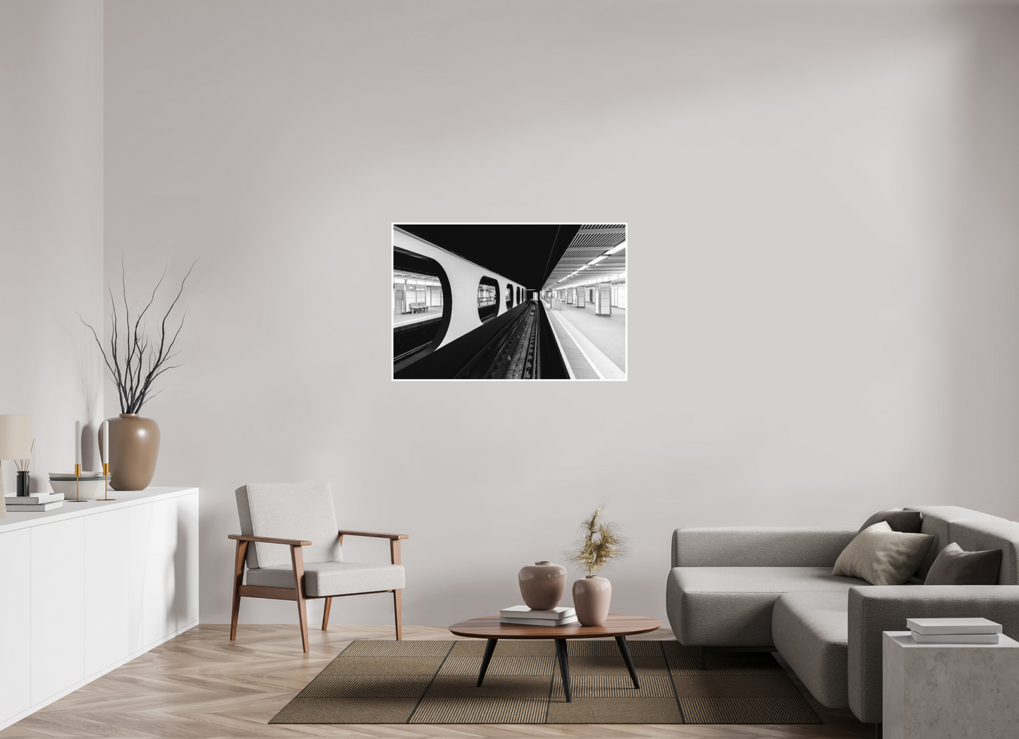 120 x 80 cm, Fine Art N&B seul metro-minimaliste-noir-blanc-edition-limitee