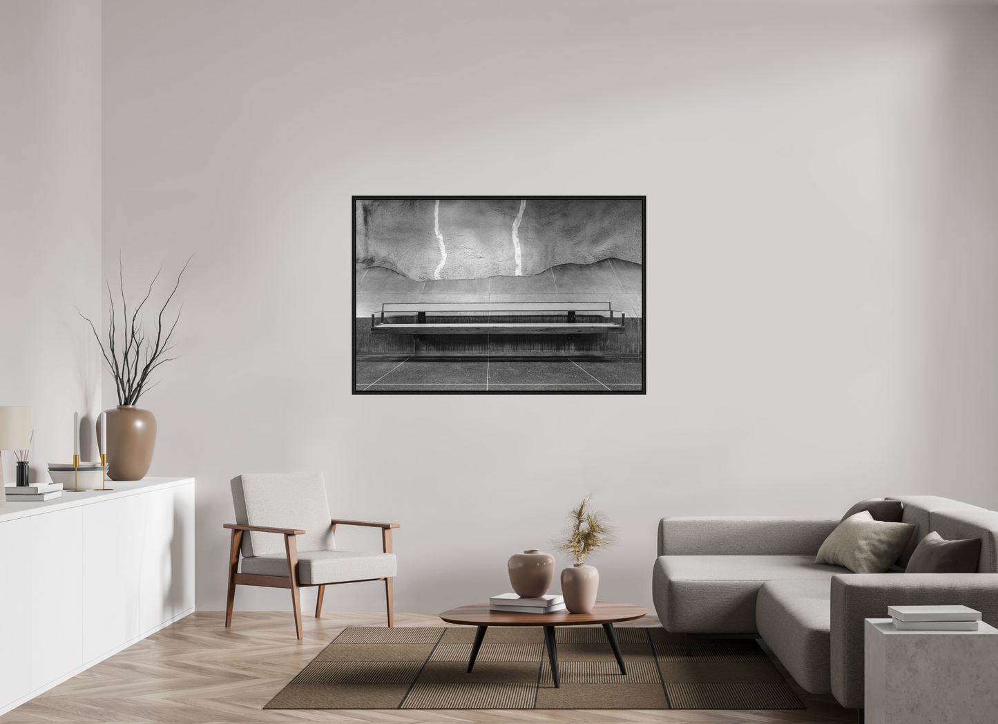 150 x 100 cm, Fine Art N&B en Caisse américaine Noire Tirage photo d’art – Le Temps Suspendu