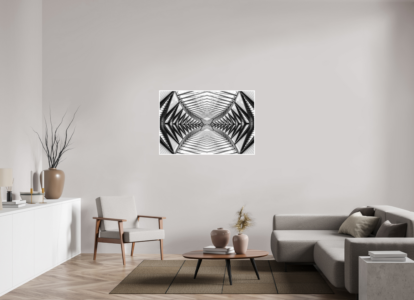 120 x 80 cm, Fine Art N&B seul Symétrie Métallique