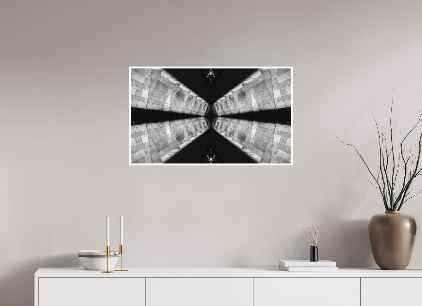 83,9 x 50 cm, Fine Art N&B seul vortex parallele architecture abstraite noir blanc
