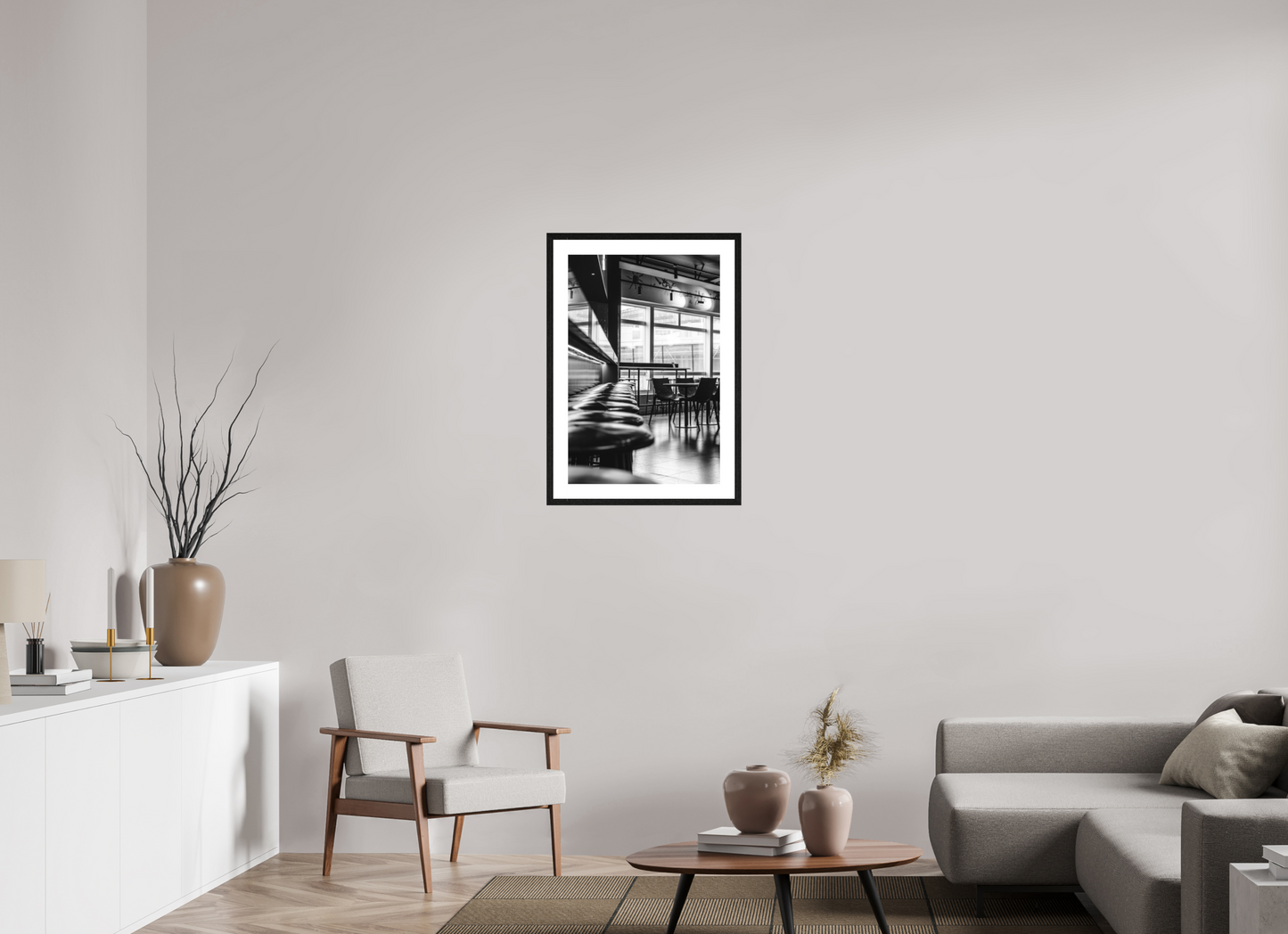 50 x 75 cm, Fine Art N&B Cadre noir Tirage photo d’art – Silence entre les lignes