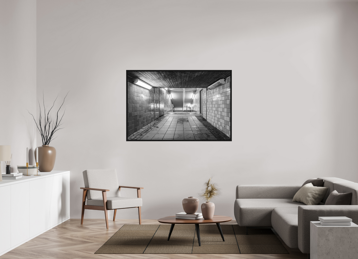 150 x 100 cm, Fine Art N&B en Caisse américaine Noire Tirage édition limitée - Passage Silencieux