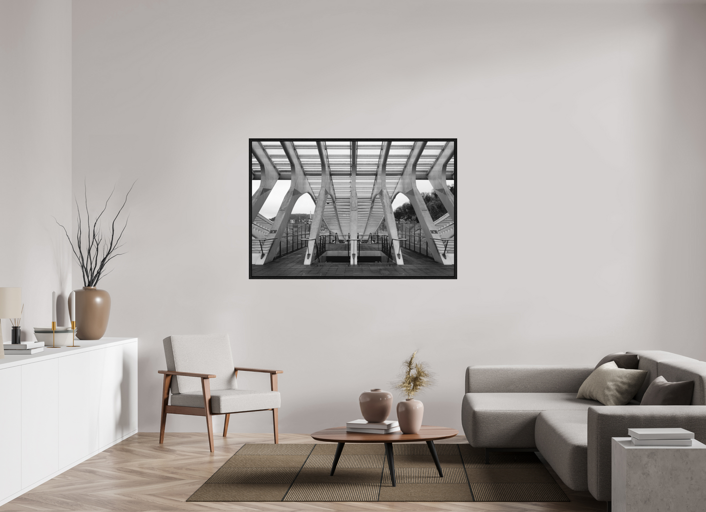 150 x 100 cm, Fine Art N&B en Caisse américaine Noire Tirage d'art - Passage Symétrique